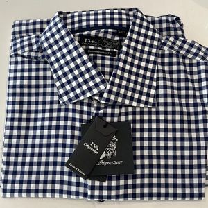 Men’s new gingham dress shirt 17-17.5 XL contemporary fit (slim)